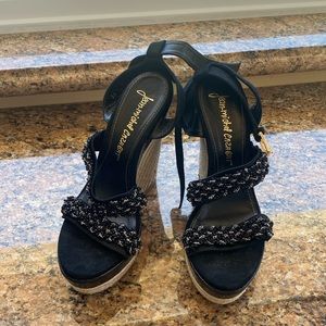 New black strappy Jean-Michel Cazabat espadrilles